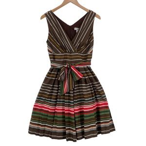Dressbarn Fit & Flare Short Dress Women Petite 10 Multicolor Striped